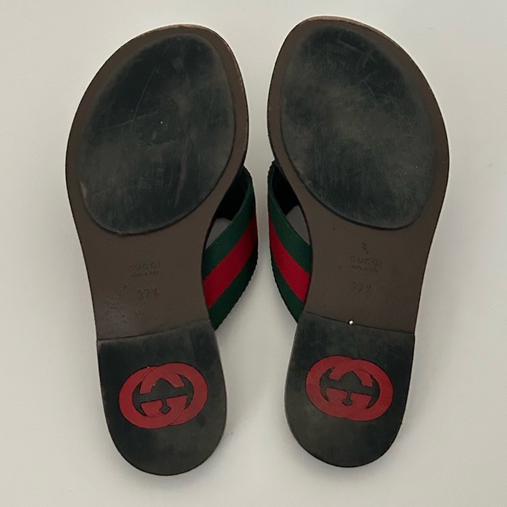 Gucci Kika Red Interlocking GG Thong Flip Flop Flat Sandals Size It 37.5 - Picture 3 of 7